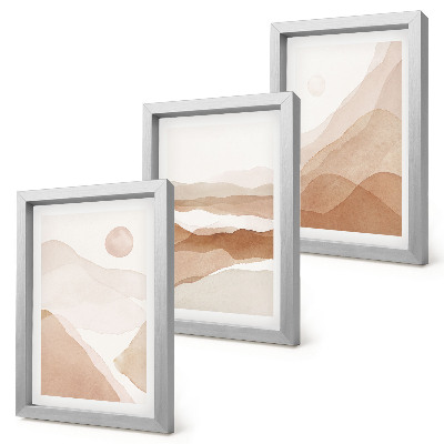 Moderne billedsæt Abstrakte landskaber i brune og beige nuancer