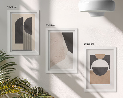 Moderne billedsæt Abstrakte former i beige og brune nuancer