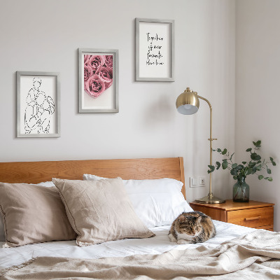 Pakke med billeder og rammer Familie lineart rose buketter indskrift hjem