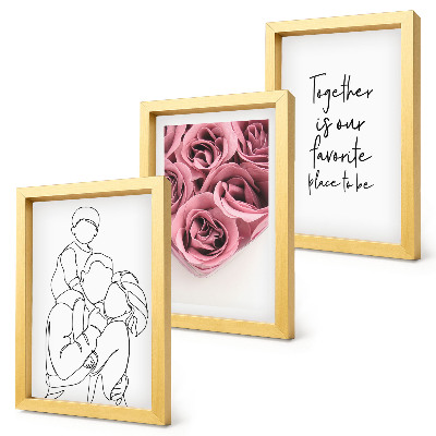 Pakke med billeder og rammer Familie lineart rose buketter indskrift hjem