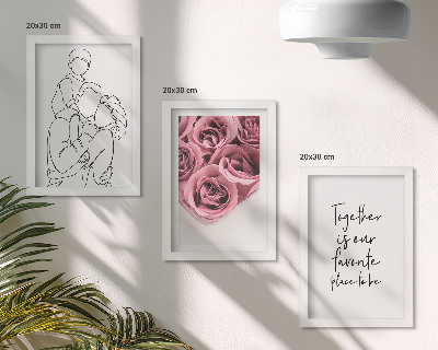 Pakke med billeder og rammer Familie lineart rose buketter indskrift hjem