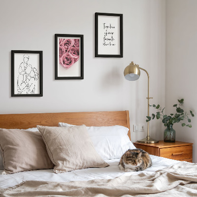 Pakke med billeder og rammer Familie lineart rose buketter indskrift hjem