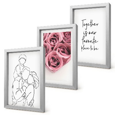 Pakke med billeder og rammer Familie lineart rose buketter indskrift hjem