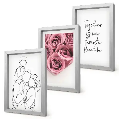 Billeder og rammer med familie lineart rose buketter med indskrift hjem
