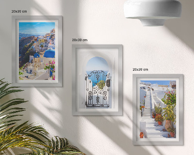 Moderne billedsæt Udsigt over Santorini græsk arkitektur i Oia