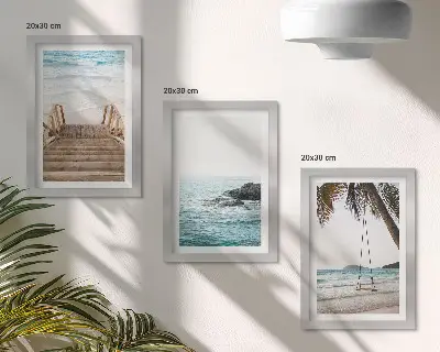 Billedvæg trappe til stranden med havudsigt og palmegynge
