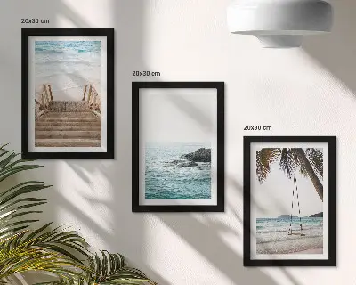 Billedvæg trappe til stranden med havudsigt og palmegynge