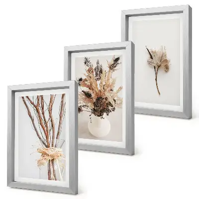 Blomster og grene i minimalistisk naturstil pakke med billeder og rammer