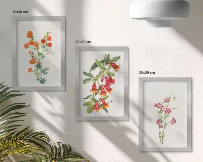 Billedvæg med vintage retro blomstermaleri