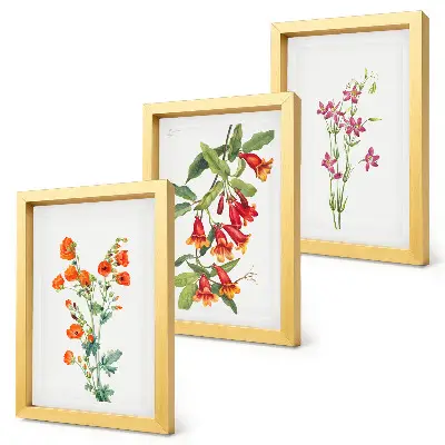 Billedvæg med vintage retro blomstermaleri
