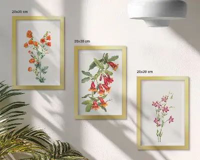 Billedvæg med vintage retro blomstermaleri