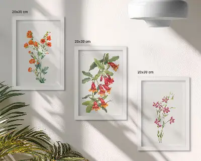 Billedvæg med vintage retro blomstermaleri