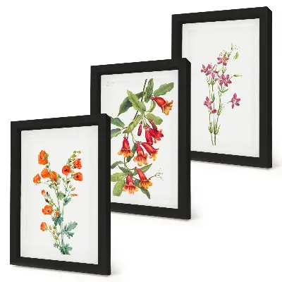 Billedvæg med vintage retro blomstermaleri
