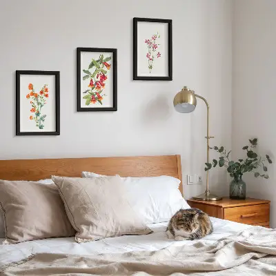 Billedvæg med vintage retro blomstermaleri