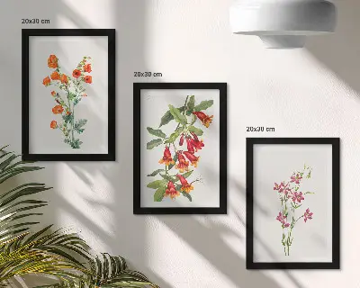Billedvæg med vintage retro blomstermaleri