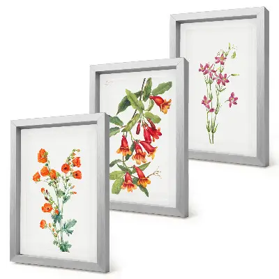 Billedvæg med vintage retro blomstermaleri