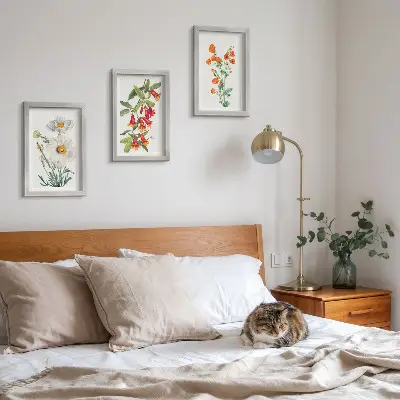 Moderne billedsæt med retro vintage blomsterkompositioner