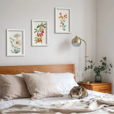 Moderne billedsæt med retro vintage blomsterkompositioner