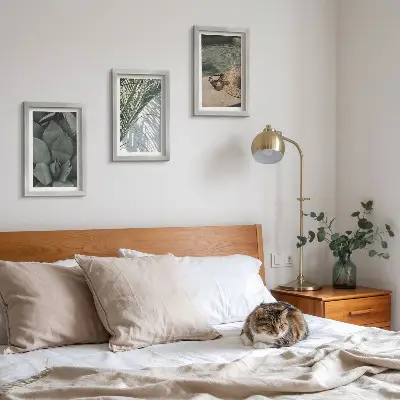 Moderne billedsæt med tropiske planter og sommerferiedetaljer
