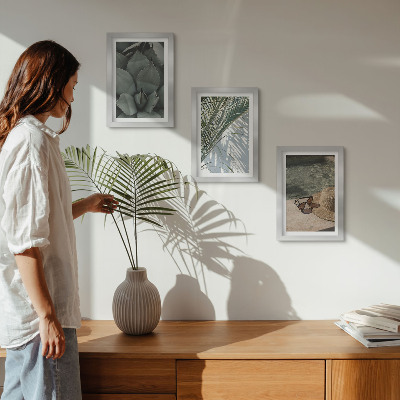 Moderne billedsæt Tropiske planter og sommerferiedetaljer