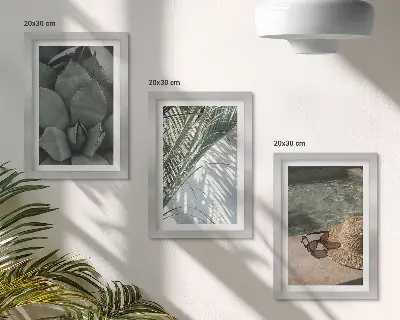 Moderne billedsæt med tropiske planter og sommerferiedetaljer