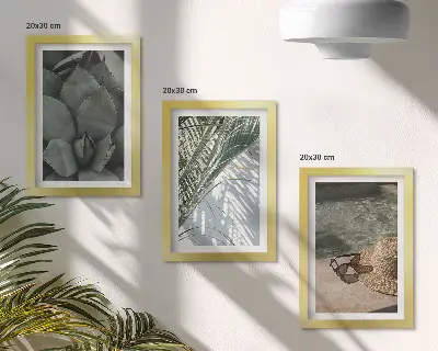Moderne billedsæt med tropiske planter og sommerferiedetaljer