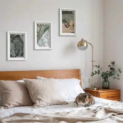 Moderne billedsæt med tropiske planter og sommerferiedetaljer