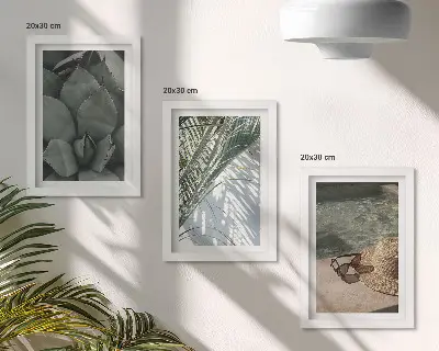 Moderne billedsæt med tropiske planter og sommerferiedetaljer