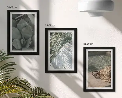 Moderne billedsæt med tropiske planter og sommerferiedetaljer