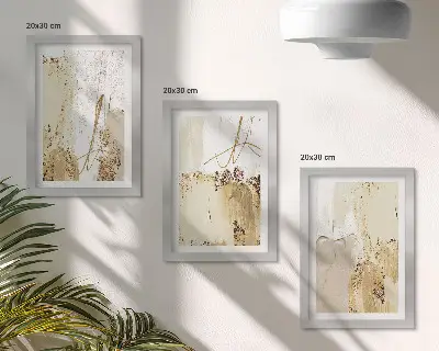 Moderne billedsæt med abstrakte mønstre i beige og hvide nuancer