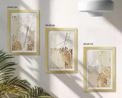 Moderne billedsæt med abstrakte mønstre i beige og hvide nuancer