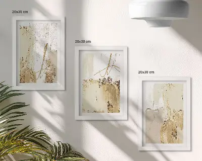 Moderne billedsæt med abstrakte mønstre i beige og hvide nuancer