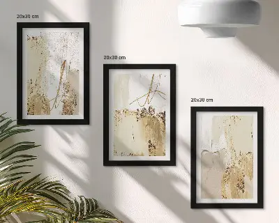Moderne billedsæt med abstrakte mønstre i beige og hvide nuancer