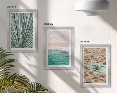 Pakke med billeder og rammer Sommerferieudsigt på stranden ved havet