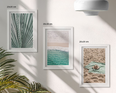 Pakke med billeder og rammer Sommerferieudsigt på stranden ved havet