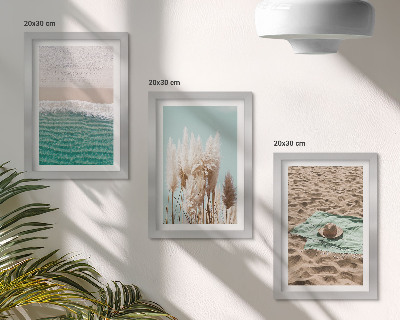 Billedvæg Strand, bølger, græs, hat, sand, afslapning, natur