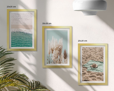 Billedvæg Strand, bølger, græs, hat, sand, afslapning, natur
