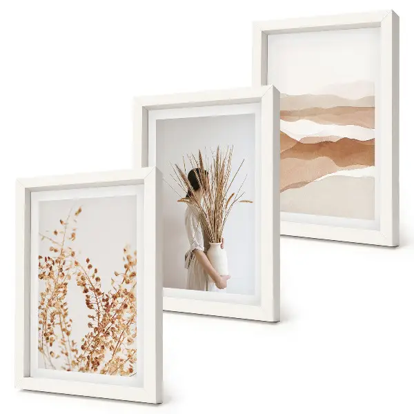 Moderne billedsæt med abstrakte plantemotiver i rustik boho-stil
