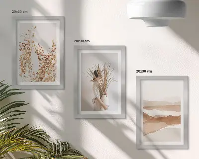 Moderne billedsæt med abstrakte plantemotiver i rustik boho-stil