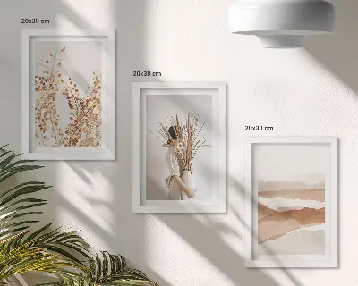 Moderne billedsæt med abstrakte plantemotiver i rustik boho-stil