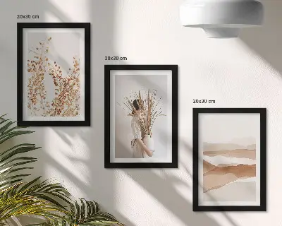 Moderne billedsæt med abstrakte plantemotiver i rustik boho-stil