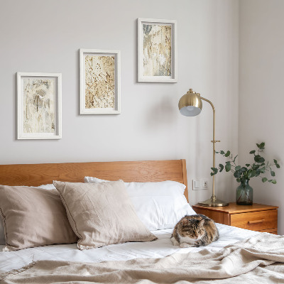 Pakke med billeder og rammer Abstrakte mønstre i beige og grå nuancer