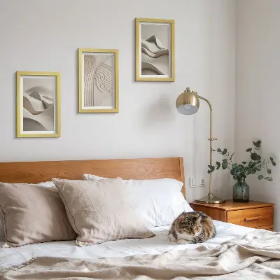 Billedrammer med abstrakte motiver pakke med bølger og strukturer i beige nuancer