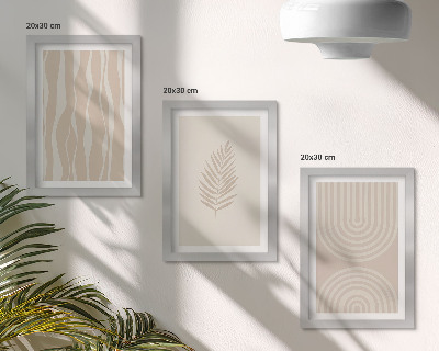 Pakke med billeder og rammer Mønstre i beige nuancer med plantemotiver