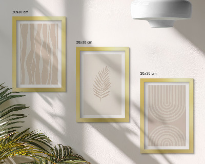 Pakke med billeder og rammer Mønstre i beige nuancer med plantemotiver