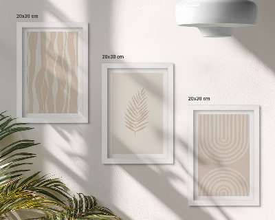 Pakke med billeder og rammer Mønstre i beige nuancer med plantemotiver