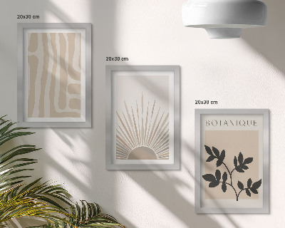 Billedvæg Abstrakte mønstre med blomsterdetaljer i neutrale toner