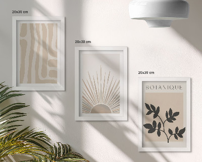 Billedvæg Abstrakte mønstre med blomsterdetaljer i neutrale toner