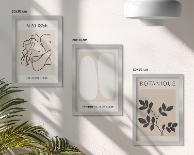 Pakke med billeder og rammer Stilfulde minimalistiske malerier med plantemotiver af Matisse