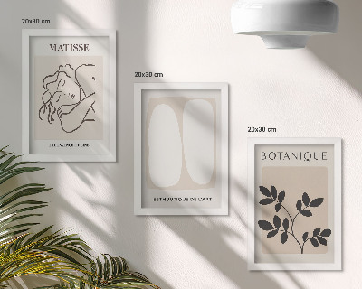 Pakke med billeder og rammer Stilfulde minimalistiske malerier med plantemotiver af Matisse